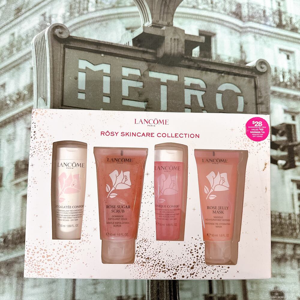 Lancome Rosy Skincare Collection 4-Piece Gift Set Travel Size New Authentic